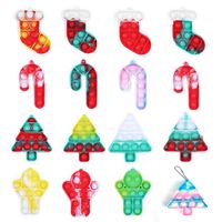Wholesale Fidget Toy Sensory Halloween Christmas tree socks cane key chain Push Bubble Autism Special Anxiety Stress Reliever for Office Workers and kids surprise