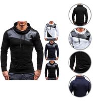 Wholesale Men s Sweaters Pullover Faux Leather High Collar Casual Quick Dry Male Sweatshirt For Work