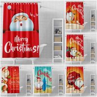 Wholesale Merry Christmas Snowman Santa Claus Snowflake Shower s Xmas Bathroom Fabric Polyester Waterproof Bath Curtain