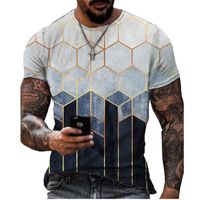 Wholesale Men s T Shirts Splicing T shirt Fashion Cool Street D Printing Top Summer Casual Pullover Sexy Clothing