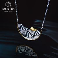 Wholesale Lotus Fun Real Sterling Silver Handmade Designer Fine Jewelry Creative Swimming Fish Necklace for Women Acessorio Collier