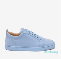 Wholesale Best Version Luxury Gift Men Shoes Red Bottom Sneaker Junior Flat Genuine Leather Trainers Sky Blue Black White Low Cut