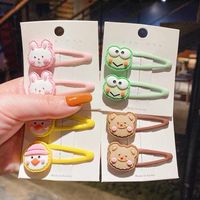 Wholesale Hair Accessories Cute Snap Clips For Girls Kids Baby Animal Bear Pattern Print Hairclip Metal Pins Barrette