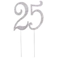 Wholesale Other Festive Party Supplies Cake Topper For th Birthday Or Anniversary Crystal Rhinestones Decorative Silver