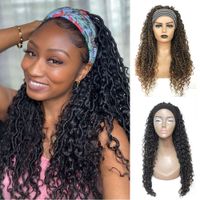 Wholesale Umbre Brown shed Headband Wigs Inch Long wig with curly Faux Locs Flat wig Head Band For Black Women Sock Synthetic hair