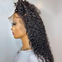 Wholesale Synthetic Wigs Inch Black Long Curly Lace Front Wig Glueless x4 For Women Daily Wear Fiber Density