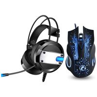 Wholesale Mice PC Cool LED Backlight Gaming Headphones Deep Bass Comfortable Computer Game Headset Button DPI Pro Mouse