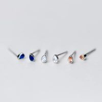 Wholesale Sterling Silver Earrings Small Fresh Zircon Drop Shape Cute mm Mini Stud Earring Star Temperament Female Ear Jewelry
