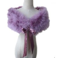 Wholesale Scarves Real Ostrich Feather Fur Shawl Wraps For Women s Christmas Gift Bride Wedding Party Capes With Ribbon