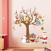 Wholesale christmas wall stickers room decor cartoon tree snowman Santa Claus Reindeer mural art home decals xmas posters