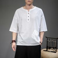 Wholesale Men s T Shirts Chinese Style Short sleeved T shirt Loose Striped Tops Summer Fashion Western Leisure All match