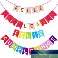 Wholesale 1set Paper Bunting Garland spanish language Banners Flags Birthday Party Happy Birthday Decoration Supply Baby Shower Decoration