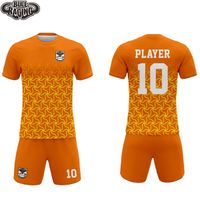 Wholesale yellow and orange design club football shirt short sulimation printing team soccer uniform kits