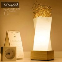 Wholesale Artpad Nordic Simple Flower Tabletop Light Solid Wood E27 Base Glass Lampshade Dining Room Table Night Lamp Bedside Lighting H0922