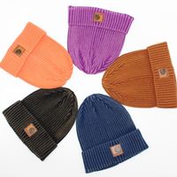 Wholesale Washed old striped tooling leather label dome brimless thermal hat men s and women s damp cold knitted wool