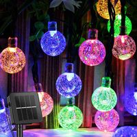 Wholesale LED Solar Crystal Ball String Lights Outdoor Light String Twinkle Garlands Decor Christmas Xmas Holiday Party Wedding Lights G0911