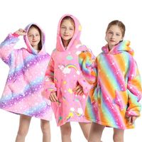 Wholesale Winter Sherpa Blanket Kids Sleeves Ultra Plush Fleece Sweatshirt Hoodie Pink Grey Wine Blue Warm Flannel Hooded Animal Blankets