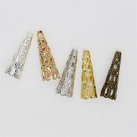 Wholesale 50pcs x7mm Alloy Caps Bead Hollow Out Flower Bugle Filigree Bead End Cap Cone Jewelry Making Components finder Q2