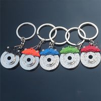Wholesale Cute Metal Auto Parts Simulation Disc Brake Keychain Hub Calipers Key Ring For Car Pendant KeyChains Trinkets Colors