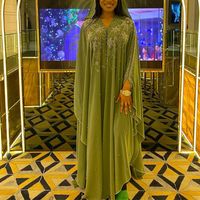 Wholesale Women Long Loose Dress Diamond Bead Dresses Dashiki Traditional Boubou African Clothes Abaya Muslim Turkey Musulman Wear