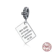 Wholesale 6 mix Oxidized Sterling Silver Charms Cross With GOD all things are possible Matthew For Bracelet Original Making Pendant Necklace Men DIY Jewelry accessorize