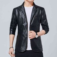 Wholesale Spring and autumn suit collar PU leather jacket slim fit Korean handsome Leather Motorcycle coat men s summe91Q9 category