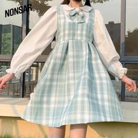 Wholesale College Style Sling Dress Female Student Small Fresh Sleeveless Japanese Sweet Doll Collar Jk Uniform Plaid Girlfriend Casual Dresses