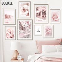 Wholesale Paintings Pink Rose Girl Peony Quote Bike Landscape Wall Art Canvas Painting Nordic Posters And Prints Pictures For Living Room Decor