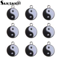 Wholesale 10pcs trendy enamel taji yin yang gossip charms for woman man jewelry diy making necklace pendant accessories mm
