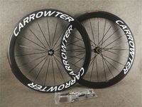 Wholesale Full Carbon Fiber c K Glossy mm CARROWTER Carbon Road Wheels White Logo Black Bike Bicycle Wheelset with mm Width Novatec A271 Hubs DPD XDB UPS Shipment