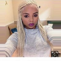 Wholesale 200density full Handmade perruque Braid Synthetic Lace Front Wigs Pure platinum blonde wig senegalese twist braid wig With Baby Hair
