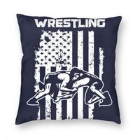 Wholesale Cushion Decorative Pillow Wrestling Flag USA Wrestle Wrestler Fighter Combat Contact Sports Square Case Polyester Throw Funny Cushion Covers