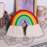 Wholesale Decorative Objects Figurines Rainbow Wall Hanging Dream Catcher Handcrafted Colorful Macrame Kids Room Boho Decoration Accessories