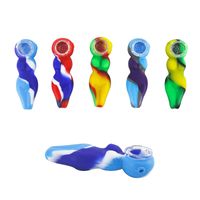 Wholesale Tobacco Sexy Woman Hand Pipe Silicone Pyrex Glass Oil Burner Smoking Pipes Heat Resistant Inch Colorful Quality Mini Portable Water Cigarette Smoke Bong DHL Free