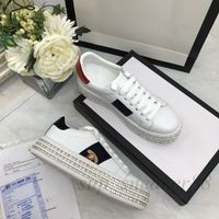 Wholesale 2021 sneakers casual shoes fashion women shoe high platform lace up ace leather with crystal bottom run diamond Rhinestone