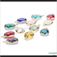 Wholesale Drop Delivery Women Glass Crystal Bead Teardrop Copper Loose Beads Connector For Charm Choker Bracelet Earrings Necklace Diy Jewelry Mak