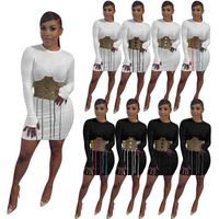 Wholesale Womens Long Sleeve Dress New Fashion Bandage Waist Slim Wrap Hip Skirt Sexy Autumn Wear