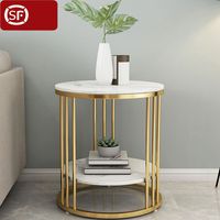 Wholesale Nordic net red marble edge Living Room Furniture several luxury iron double deck small tea table bedroom corner sofa side cabinet household