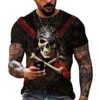 Wholesale Men s and women s Pirate Skull D printed T shirt skull pattern clothing urban fashion loose top oversized xl