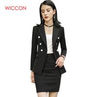Wholesale Fashion Skirt Suits Women Business Long Sleeve Blazer And Trousers Two Pieces Set Office Ladies Plus Size Work Wear Dresses