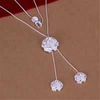Wholesale Pendant Necklaces Charms Women Lady Silver Color Noble Luxury Refined High Quality Flowers Necklace Fashion Trends Jewelry Gifts AN036