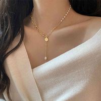Wholesale Pendant necklaces Huge Bud Chain K Real Gold Plated Pearl Hanger Collars Collier Designer Jewelry Luxury For Girl Women Choker J0722