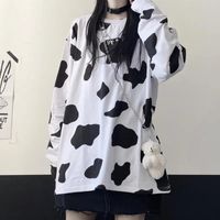 Wholesale Cow Print T Shirt Women Fashion Korean Style Long Sleeve Tops Oversized Streetwear s Harajuku Crewneck E Girl Tee Women s T Shirt