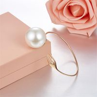 Wholesale Personality Fork Pearl Bracelet Creativity Design Elegant Women Sterling Silver Cuff Bangles Exaggerated Jewelry Bangle