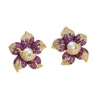 Wholesale GuaiGuai Jewelry Cz Pave Pearl Earrings White Pearl Yellow Gold Plated Cz Flower Earrings Handmade For Women Real Gems Stone Lady Fashion Jewellry