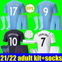 Wholesale Men kits soccer jersey home away rd G JESUS CITY BERNARDO MAHREZ STERLING FERRAN DE BRUYNE foden football shirts MAN uniform adult kit sets