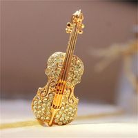 Wholesale Pins Brooches Crystal Violin Fashion Women Pins Personality Rhinestone Pin Jewelry Accessories Brooch