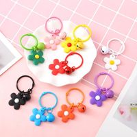 Wholesale colorful flower bell keychain Favor women girls black white yellow candy color key ring chain pendant female bag RRA11188