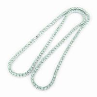 Wholesale Green Crystal Row Tennis Chain Women s Hip Hop Necklace Silver Color Pink Blue Champagne Rap Iced Out Jewelry mm Rock Roll