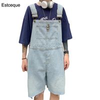 Wholesale Summer Casual Men And Women Suspenders Jumpsuits Japan Style Vintage Jumpsuit Washed Denim Female Women s Rompers